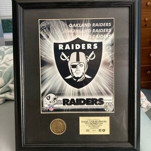 Oakland Raiders Certificate of Authenticity 33/2004.  8 1/2 x 11 Framed